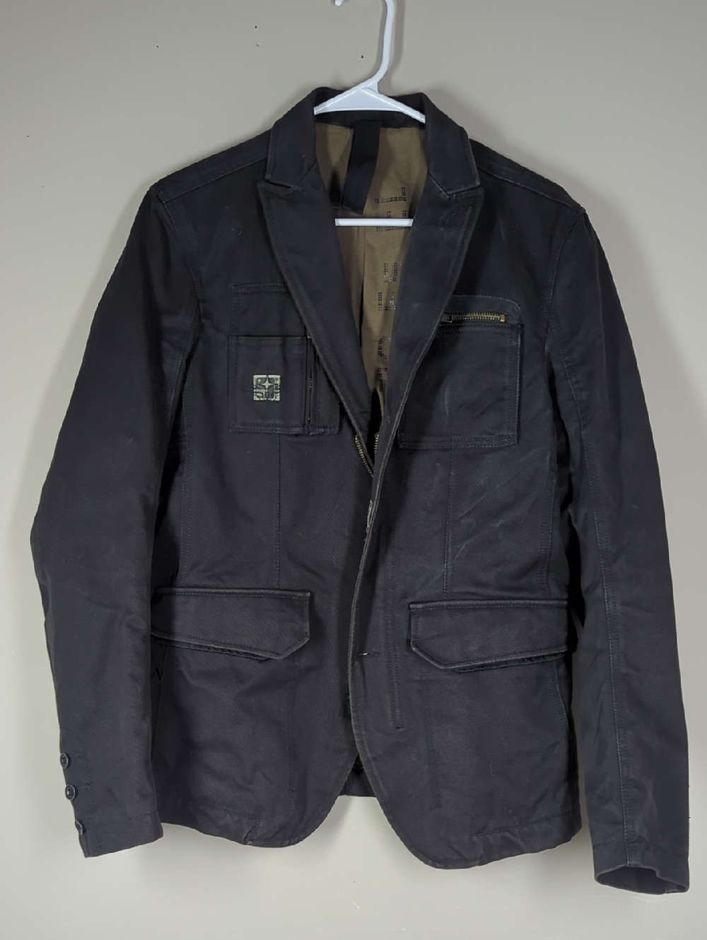 Diesel Men's Black/ Charcoal Blazer Jacket - Size Medium